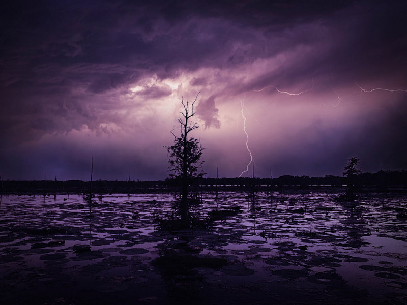 Lightning Strike by the Lake by photographer Anirudh Girey Winning Honorable Mention 2020 Photo Contest Friends of Black Bayou Lake NWR, Ouachita Parish Louisiana
